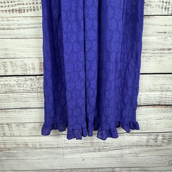 Vintage EUC Women's Maidenform Full Sheer Lace Purple Tank Slip Nightgown Sz Med - Picture 3 of 7